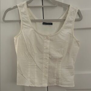 Brandy Melville White Button-Up Tank Top cotton/spandex